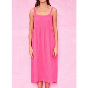 Anthropologie SUNDRY tie back midi dress in azalea size Large O27